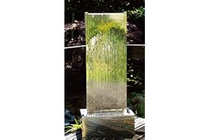 Köhko Fontana Muro S, altezza ca. 95 cm, con illuminazione a LED in acciaio inox, gioco d'acqua per giardino, terrazza