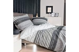 ‎JANINE Janine Mako Satin Bettwäsche 155 x 200 cm Satin Bettbezug grau Palermo Bettwäsche grau aus Baumwolle