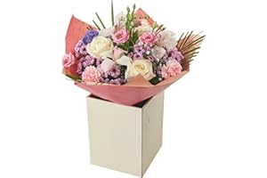 MORNING FLOWERS Elegant Orchid and White Rose with Pink Carnations and Lisianthus Bouquet, Fresh Flowers in Gift Box, Celebrations Floral Arrangement For Birthdays, Anniversaries, Festive Occasions