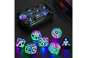 ZHOORQI DND Würfel Set, 7 Pcs LED Dice Wiederaufladbar mit Ladebox, Dungeons and Dragons Würfelset Polyedrische Würfel für RPSs D and D Dice Set (Colorful Shackles)