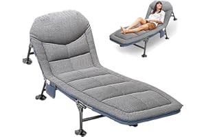 T-ZBDZ Brandina da Campeggio, Lettino da Campeggio per Adulti - Portatile Letto da Camping Leggero Pieghevole, Sdraio da Giardino per Esterno Terrazzo, 190x65x30cm, Caricabile Fino a 160 kg, Grigio