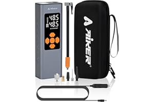 AIKER Compresor Aire Portatil,3X Inflado Rápido 6000mAh 150PSI Chip Alto Rendimiento SOS lámpara Cuerpo de Aleación de Aluminio inflador Ruedas Coche
