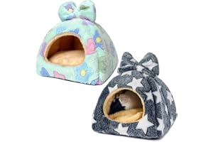 Tierecare Guinea Pig Hideout 2 Pack Rat Bed Chinchilla House Cute Habitat Warm&Cozy Cage Accessories for Ferret Hedgehog Small Pet Washable