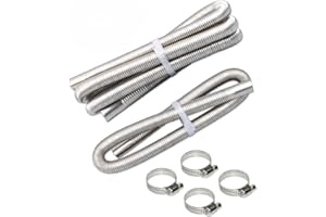 FRSTEM Set of 2 Exhaust Pipes Auxiliary Heater, 100 + 200 cm Stainless Steel Exhaust Pipes with 4 Clamps, Accessories for Car Auxiliary Heater and Power Generator