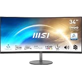 MSI 34" PRO MP341CQ Enterprise Monitor, Curved, UWQHD, 1500R VA 100HZ 1MS Anti-Glare, Black