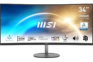 MSI Pro MP341CQ 34 tum böjd stationär skärm UWQHD - 1500R VA-panel, 3 440 x 1 440, 100Hz, ögonkomfort, sRGB 116%, HDR-ready