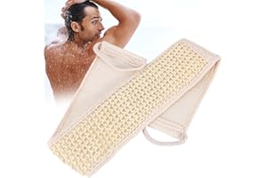 ZJCHAO Sangle dorsale exfoliante à long manche en luffa naturel pour le bain, massage, soins du corps, pour éliminer la peau morte, acné, éponge pour hommes et femmes