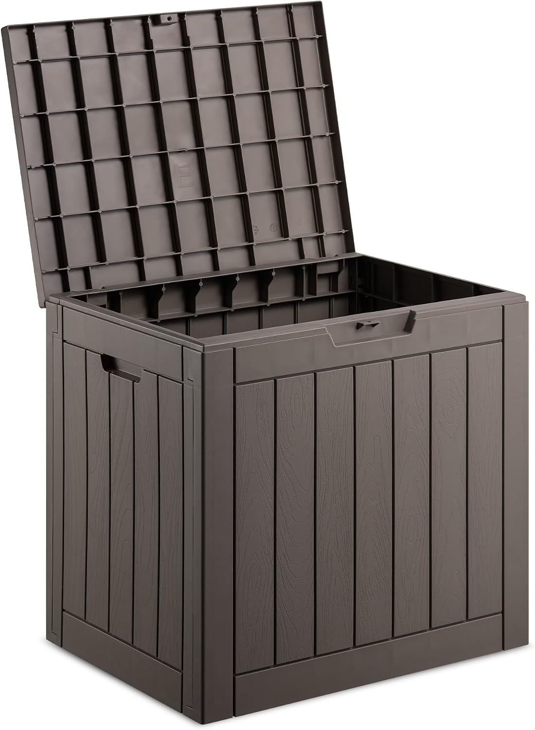 VonHaus Garden Storage Box - Outdoor Utility Chest Organiser – Weatherproof Plastic, Lockable Lid, Carry Handles, Compact & Portable – For Garden, Patio, Balcony, Decking – Grey (118L)