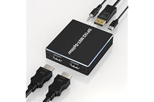 ARLEEDYN Adaptador DisplayPort a HDMI dual DP a HDMI divisor para monitores duales – 4K @60Hz Displayport a HDMI Splitter pantalla extendida MST 1 en 2 salidas Hub para PC, tarjeta gráfica y más