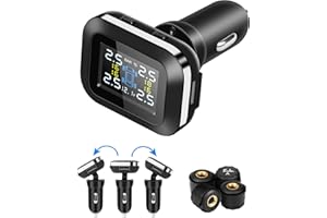 VTOPEK Sistema di Controllo della Pressione dei Pneumatici TPMS, Angolo Visualizzazione Regolabile Wireless Sistema di Controllo della Pressione degli Pneumatici con Porta USB Monitoraggio in Tempo Reale