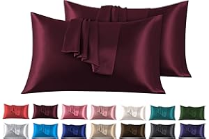 ‎FARFALLAROSSA Satin Kissenbezug 40 x 80 cm 2 Stück- 100% Satin, Superweicher Kopfkissenbezug, Kissenhülle Bordeaux