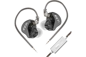 EZ EAR CCA CRA in Ear Monitor Headphones with Microphone Clear Sound Deep Bass Wired Earphone, Ultra-Thin Diaphragm Dynamic Driver IEM Tangle-Free with Hi Res Detachable Cable