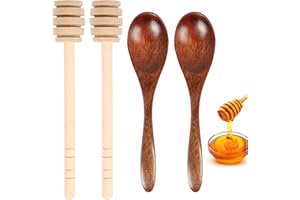 KufaerBeam 4 Pezzi Legno Agitatori per Miele,Cucchiai da Miele in Legno,Bastoncini Legno di Miele,Cucchiai per Il Miele,Mestolo del Miele Bastoncini