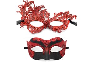 YUYWWAN Venetian Mask Couples, Pack of 2 Masquerade Mask Men Women Carnival Masquerade Ball Shiny Venice Mask for Masquerade Parties Costume Accessories