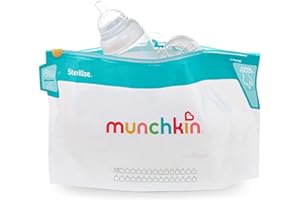 Munchkin Cool Touch Microwave Steriliser Bags | Baby Bottle Teat & Dummy Steriliser | 6 Reusable Baby Steriliser Bags | Cold Water Steriliser & Sterilising Unit Alternative | Mini Travel Steriliser