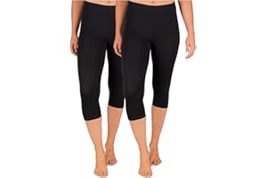 SES Capri Leggings Damen 2er Pack aus Größe 32-34 bis 56-58 / blickdichte Damen Capri-Leggings/elastische Damen Leggins 3/4 lang Baumwolle/Damen Capri Leggings mit Perfekter Passform