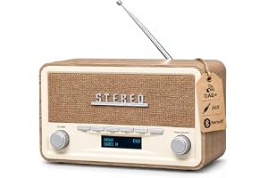 Denver DAB+ Radio med Bluetooth, FM, AUX och Väckarklocka, Ljust Trä | DAB+/FM, Bluetooth 5.0, AUX, LCD-skärm, väckarklocka, 2 × 2 W samt nätström eller 4 C-batterier