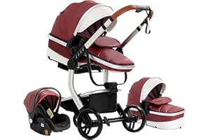 Prokoke Carrito Bebe 3 en 1, Carrito Bebe con Empuje Reversible de Dos Vías, Carro Bebe 3 Piezas con Estructura de Aleación de Aluminio, Cochecito Bebe 3 Piezas Para Recién Nacidos (518 Red)