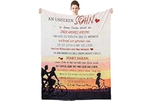 ZQYMM Personalisierte Decke Sohn Geschenke von Mama und Papa, Eltern Sohn Geschenke, Kuscheldecke Flauschige, Witziges Geburtstagsgeschenk für Unseren Sohn, 18 Geburtstag Junge