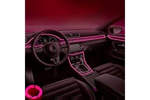 KWOXET Auto LED Innenbeleuchtung, USB EL Wire Auto 5m/16.4ft Ambientebeleuchtung 5v Autolicht Geeignet für Armaturenbrettfugen, Türfugen, DIY-Designs (Rosa)