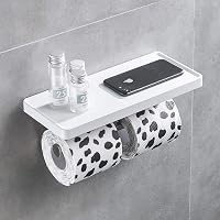 SoBuy Dérouleur Papier Toilette Mural Avec Support Smartphone Et Porte-Revue - Blanc