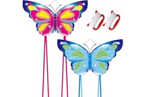 ONESHLEE Cerf Volant Papillon Enfant Adulte, Cerf Volant Enfant Fille Garcon, Cerf-Volant Papillon Grande Taille, avec Cervolants Accessoires Poignées Lignes, pour Jeux Jouets Cadeau d'anniversaire