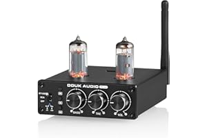 Douk Audio P6-Mini HiFi Bluetooth Préamplificateur à Tubes Mini Stereo Valve Préamplificateur Tube Preamp avec Treble Bass Control pour Le système Home cinéma