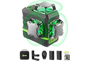 LasGoo Livella Laser Autolivellante 360°x3 Laser a Linea Incrociata Verde per Costruzioni e Appendere Quadri, Telecomando, Supporto Professionale Magnetico Rotante, 2 Batterie Ricaricabili - LG-3Ds
