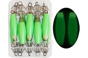 SHADDOCK FISHING Noctilucent Squid Jig Cuttlefish Sleeve Jig Fishing Lure Bait Head Hooks Squid Hook Umbrella Sea Fishing Fluorescent Squid Octopus Cuttlefish Jig Fishing Lure Set (10pcs/box)