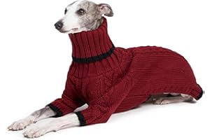 ESCCBOO Abbigliamento Levriero Italiano, Maglione Caldo per Whippet, Tutina per Cani, Dolcevita a Due Gambe, Maglione Caldo per Cani di Piccola Taglia Media (S, Rosso)