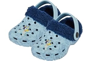 Bluey Kids Clogs Childrens Sandals Sliders with Ankle Strap & Fur Lining Sizes 6-12