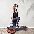 Wearslim® Professional 2 Level Adjustable Aerobic Exercise Stepper, Non-Slip Textured Surface Workout Fitness Step Platform - Orange (4” to 6")