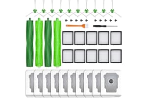 APZOVO Kit di Accessori Ricambi per iRobot Roomba Serie E & I, i7 i7+ i7 Plus /i3 i3+ /i4 i4+ /i6 i6+ /i8 i8+ /E5 /E6 /E7, 4 Spazzole in Gomma, 10 Filtri, 10 Sacchetto di Polvere, 10 Spazzole Laterali