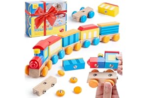 SEMKOTREE Blocchi Giochi Montessori 3 Anni, Costruzioni per Bambini Giochi Educativi con Bottoni, Sensoriali Attrezzi Giocattolo Bambini, Legno Regalo Bambino 3 4 5 6 Anni