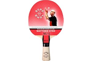 Sure Shot Matthew Syed MS-15 Table Tennis & Ping Pong Bat – ITTF Approved STAG Control 1.8mm Rubber, 5-Ply Blade, Straight Handle – High Control for Beginners & Intermediate Players