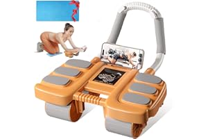 TOVE KNIGHTY Ruota per addominali,ruota per allenamento addominali,con 6 Supporto per Gomito & Ginocchiere, Doppie Ruote a Rulli per Core Trainer,Kit per allenamento addominale per uomini e donne,Arancione