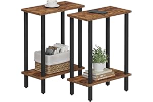 TUTOTAK Small Side Table, Narrow End Table, Set of 2, Skinny Sofa Table, Slim Nightstand, Living Room, Bed Room, Brown TB01BB0622EU