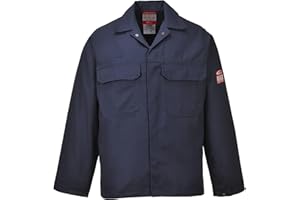 Portwest BIZ2 Mens Heat and Flame Resistant Welding Jacket Bizweld FR Protective Work Coat Durable Workwear Navy, Large