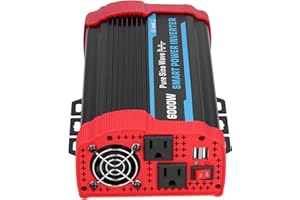 BHDK Inverter di potenza di picco 6000W continuo/12000W, convertitore DC 12V a 220V-240V AC 4 Ventole di raffreddamento integrate, inverter universale a onda sinusoidale pura per veicoli 12V