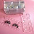 Sevmellin 100pcs Transparent Empty Eyelash Lash Trays Holder Good Plastic Packaging Box Eyelash Storage Case Boutique Beauty Salons Rectangle for 25MM