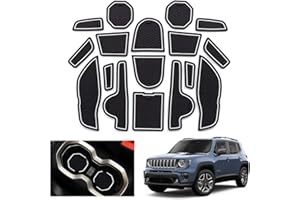 GAFAT Compatibile con Jeep Renegade 2015–2018 Tappetini Antiscivolo, Renegade 2023 Tappetini in Gomma Console Centrale, Portabevande Tappetino, Cucitura della Porta, Accessori Renegade (Bianco)