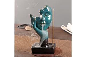 JJIW Wasserfall Rückfluss Räuchergefäß Rückfluss, Räucherwasserfall Keramik, Backflow Incense Burner Incense Holder, Weihrauchbrenner, Räucherbrunnen für Meditation Dekoration Zuhause Büro Yoga Spa(Blau)