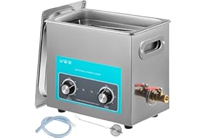 VEVOR Pulitore a Ultrasuoni 6 L Macchina Pulitrice a Ultrasuoni Controllo con Manopola in Acciaio Inossidabile 304, con Temporizzatore Riscaldatore per Gioielli, Orologi, Occhiali, Strumenti Dentali