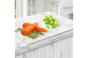 FROGETU Tablero de corte acrílico, 1 cm, tabla de cortar de acrílico con borde de bisagra, 34 cm x 26 cm, para el mostrador de la cocina, tabla de cortar de acrílico transparente antideslizante con labio