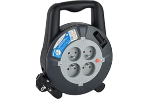 Electraline 29007 Enrouleur Rallonge Ménager Domestique 5m 16A - Section 3G1,5 mm², Noir