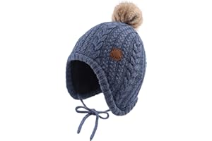 XIAOHAWANG Cappello Invernale per Neonati con Fodera in Velluto per Bambini Beanie per Bambini Earflap Caldi Cappelli per Bambino per Ragazze con Pompon