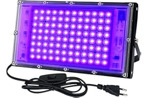 CREATESTAR Lumière Noire LED 100W, Projecteur lumière noire UV étanche IP65, Black Light Projecteur UV LED pour fête lumineuse, Affiche fluorescente, Disco, Bar, éclairage de scène, Halloween