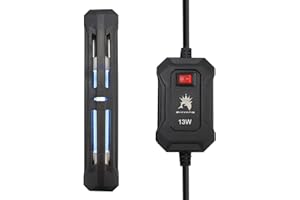 KYAOAYO Lumière UV d'aquarium, stérilisateur d'aquarium, lumière propre, stérilisateur UV étanche submersible pour aquariums avec contrôle des algues et désinfection, prise européenne (13W)