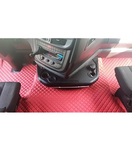 Tappeto Centrale Per Tunnel IVECO STRALIS HI-WAY 2013-2016 — Nero/rosso, Per Cabina Con Frigo E Cambio Manuale