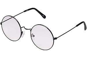 ULTRABYEASYPEASYSTORE Childrens Wizard Glasses Costume Glasses Black Round Glasses Metal Rimmed Kids Classic Frames Clear Lens Boys Girls Fancy Dress World Book Day Geek Novelty Glasses Nerds Fake Glasses for Kids Cosplay